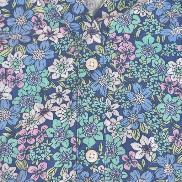 St. John's Bay Blue Flower Mandarin Collar Button Down Blouse - Picture 3 of 7